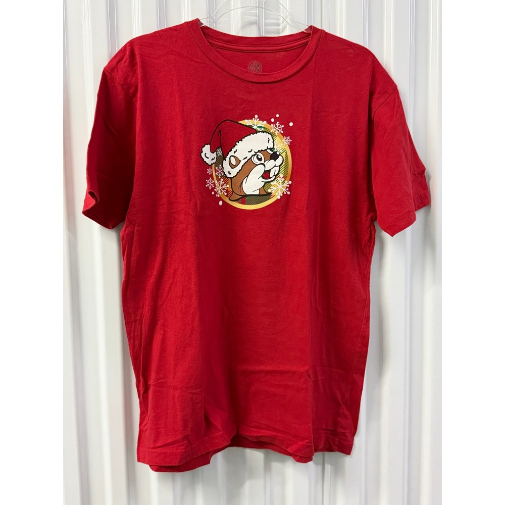Buc-ee's T-Shirt Mens Large Red Excellent 2023 Christmas Gingerbread Graphic